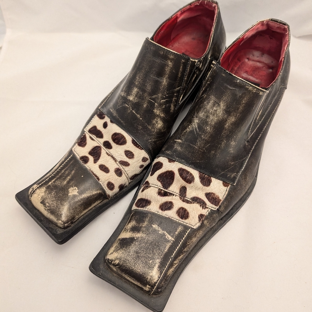 Mens Zota square toe with fur slip on shoes